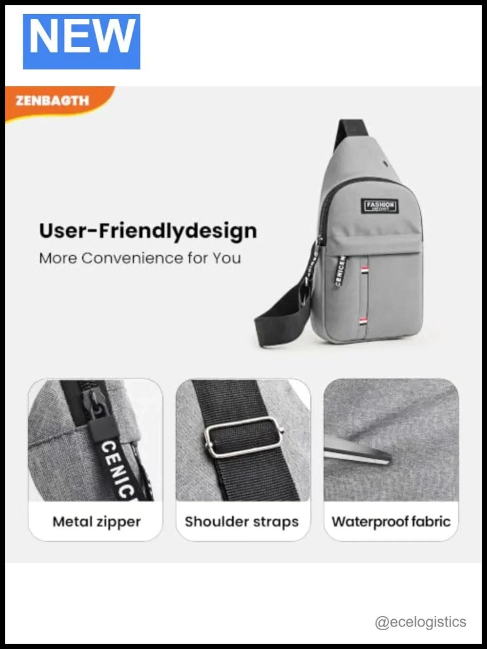 Compact Nylon Sling Bag Cross Body Chest Bag for Travel Hiking
